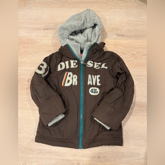 Diesel‎ Brown Jacket with Gray Hood - Picture 1 of 3